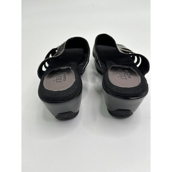 Rialto Velocity Open Toe Slip On Clogs Comfort Sandals Croc Print Black 7.5 M - Picture 4 of 6